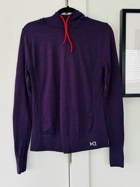 Women's Kari traa stretch purple knit hoody pull over size small